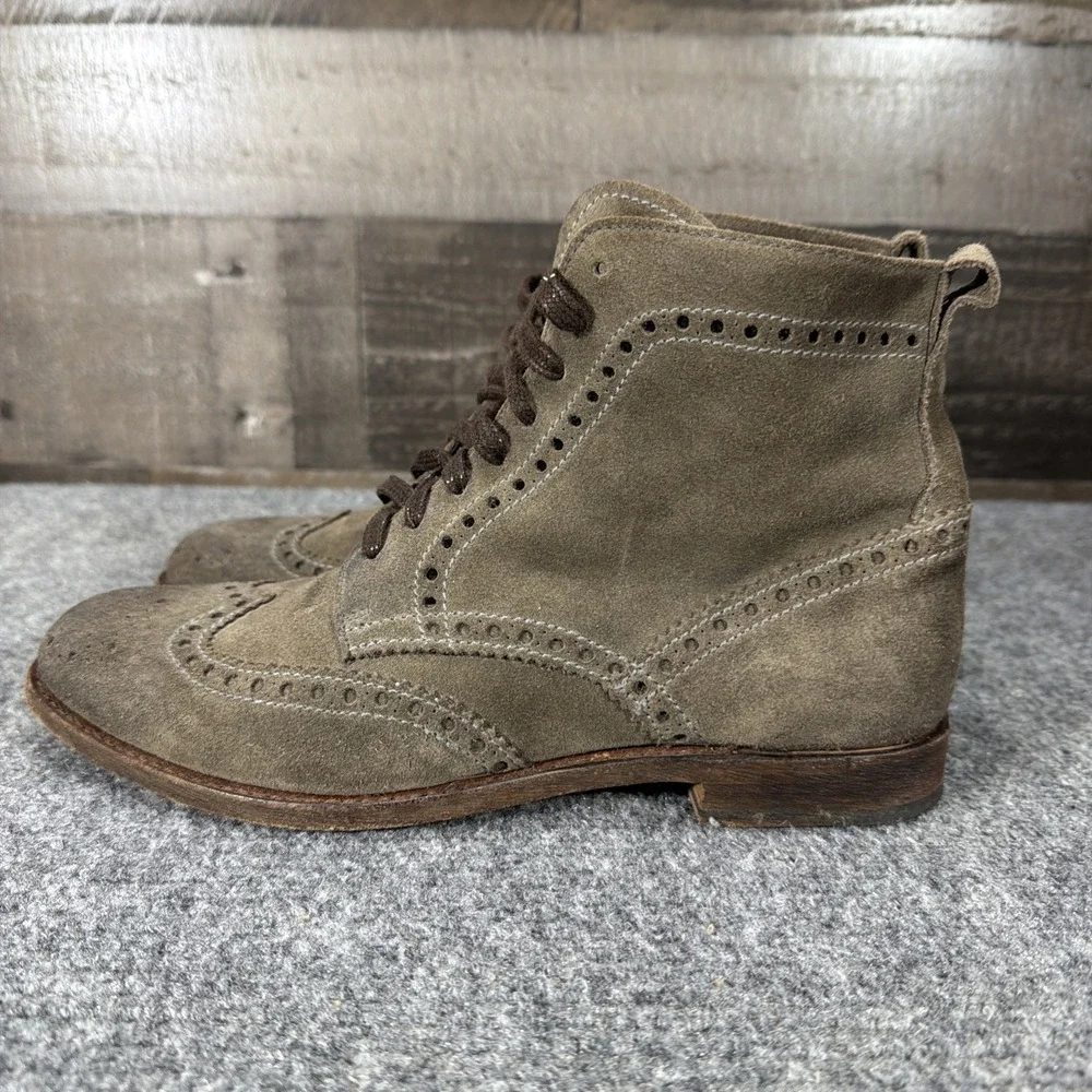 Sendra 9269 Oxford Boots Suede Wingtip Brogue Lace Up Brown Mens Sz 8.5 Spain